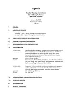 Agenda Regular Planning Commission City and Borough of Juneau Mike Satre, Chairman January 28, 2014 Assembly Chambers