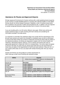 Assistance Air Routes and Approved Airports