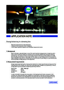 APPLICATION NOTE  Food & Beverage Energy balancing in a brewing line Mass flow measurement of saturated steam