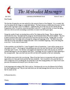 The Methodist Messenger April, 2013 Londonderry United Methodist Church  Volume 27, Issue 3