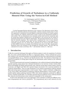 ESAIM: Proceedings, Vol. 1, 1996, pp. 387{400 http://www.emath.fr/proc/Vol.1/ Prediction of Growth of Turbulence in a Uniformly Sheared Flow Using the Vortex-in-Cell Method R. Abdolhosseini and R.E. Milane