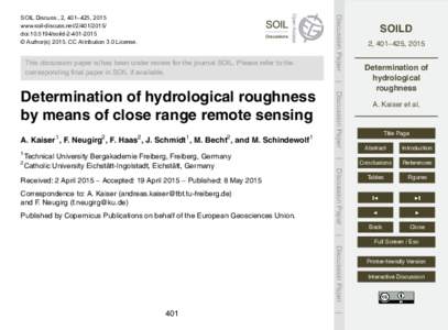 Discussion Paper  SOIL Discuss., 2, 401–425, 2015 www.soil-discuss.netdoi:soild © Author(sCC Attribution 3.0 License.