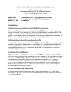 Documentation of Environmental Indicator Determination - Central Hudson Gas & Electric, Highland, New York