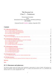 The Enzyme List Class 5 — Isomerases Nomenclature Committee of the International Union of Biochemistry and Molecular Biology (NC-IUBMB)