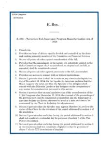 113th Congress 2d Session H. Res.  S[removed]Terrorism Risk Insurance Program Reauthorization Act of