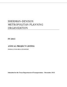 SHERMAN-DENISON METROPOLITAN PLANNING ORGANIZATION FY[removed]ANNUAL PROJECT LISTING