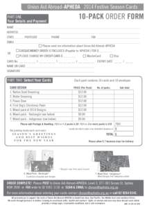 Union Aid Abroad-APHEDA 2014 Festive Season Cards  10-PACK ORDER FORM PART ONE Your Details and Payment