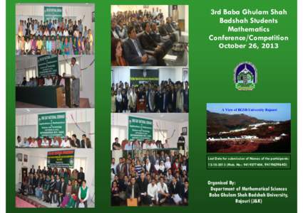 3rd Baba Ghulam Shah Badshah Students Mathematics Conference/Competition October 26, 2013