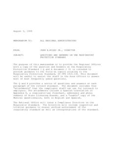 August 3, 1998  MEMORANDUM TO: ALL REGIONAL ADMINISTRATORS