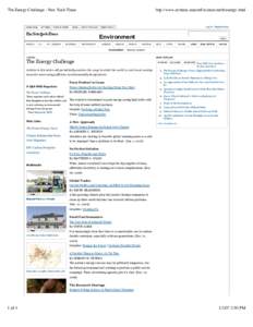 The Energy Challenge - New York Times  HOME PAGE MY TIMES