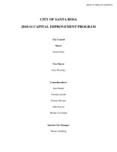 BACK TO TABLE OF CONTENTS  CITY OF SANTA ROSA[removed]CAPITAL IMPROVEMENT PROGRAM  City Council