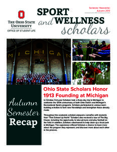 SPORT and WELLNESS Semester Newsletter Autumn 2013
