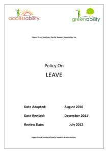 Upper Great Southern Family Support Association Inc  Policy On LEAVE