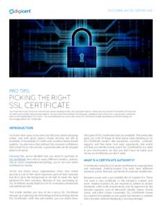 CHOOSING AN SSL CERTIFICATE  PRO TIPS: PICKING THE RIGHT