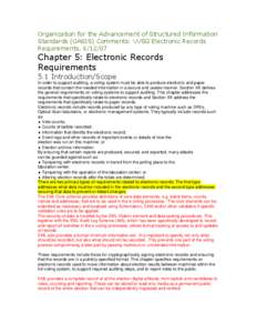 Organization for the Advancement of Structured Information Standards (OASIS) Comments: VVSG Electronic Records Requirements, [removed]Chapter 5: Electronic Records Requirements