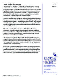 New Video Showcases Hospice & Home Care of Alexander County Page 1 of 1 August 2011