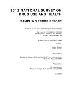 RTI International / Sample size determination / Sample / Substance Abuse and Mental Health Services Administration / Census / Standard error / Illegal drug trade / Statistics / Sampling / Survey methodology