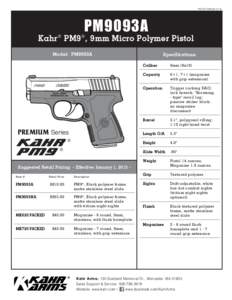 PDFSS-PM9093PM9093A Kahr ® PM9 ® , 9mm Micro Polymer Pistol Model: PM9093A