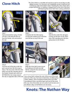 Clove Hitch  The Clove Hitch is a versatile and easy knot used to secure lines to rails, pilings or posts. It is, however, not completely secure in itself and can work loose under intermittent strain. Finishing the Clove