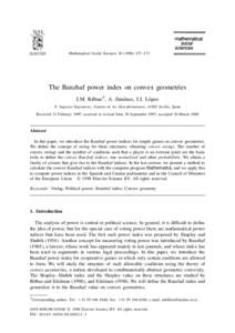Mathematical Social Sciences[removed]–173  The Banzhaf power index on convex geometries