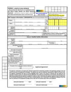 bv  FORM 8 AGRICULTURAL BIOMASS APPLICATION FOR CERTIFICATE OF TRANSPORTATION New Mexico Energy, Minerals and Natural Resources