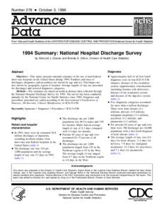 Vital and Health Statistics, Advance Data No[removed])