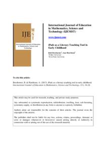 iPads as a Literacy Teaching Tool in Early Childhood  International Journal of Education in Mathematics, Science and Technology (IJEMST) www.ijemst.com