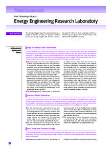 ２ Major Research Results Basic Technology Subjects Energy Engineering Research Laboratory Brief Overview