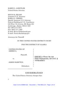 KAREN L. LOEFFLER United States Attorney KEVIN R. FELDIS Assistant U.S. Attorney KARLA G. PERRIN Special Assistant U.S. Attorney