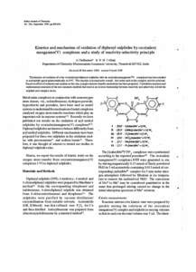 Indian Journal of Chemistry Vol. 38A, September 1999 , pp[removed]Kinetics and mechanism of oxidation of diphenyl sulphides by oxo(salen) manganese(V) complexes and a study of reactivity-selectivity principle