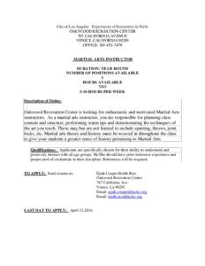 City of Los Angeles · Department of Recreation & Parks OAKWOOD RECREATION CENTER 767 CALIFORNIA AVENUE VENICE, CALIFORNIAOFFICE: 