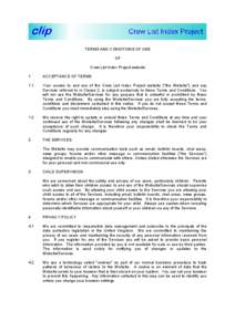 TERMS AND CONDITIONS OF USE OF Crew List Index Project website 1  ACCEPTANCE OF TERMS