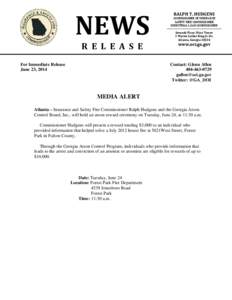 NEWS R E L E A S E For Immediate Release June 23, 2014