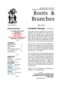 Wetaskiwin Branch Alberta Genealogical Society Roots & Branches Vol. 10 No. 3