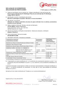 DECLARAÇÃO DE DESEMPENHO DECLARACIÓN DE PRESTACIONES Nº DoP_Gyptec_H_130701_PtEs  1. Código de identificação único do produto tipo / Código de identificación única del producto tipo: