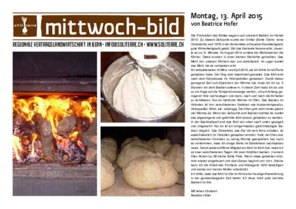 mittwoch-bild Regionale VeRtragslandwirtschaft in Bern •  • www.soliterre.ch Montag, 13. April 2015 von Beatrice Hofer