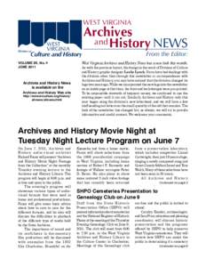 WEST VIRGINIA  Archives and History NEWS  From the Editor: