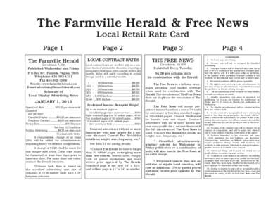 The Farmville Herald & Free News Local Retail Rate Card Page 1  Page 2