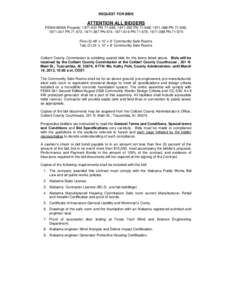 REQUEST FOR BIDS  ATTENTION ALL BIDDERS FEMA/AEMA Projects: [removed]PN[removed]; [removed]PN[removed]; [removed]PN[removed]; [removed]PN[removed]; [removed]PN-574; [removed]PN[removed]; [removed]PN[removed]Five[removed]’ x 10’ x