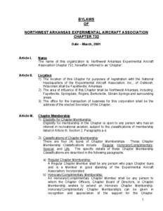 BYLAWS OF NORTHWEST ARKANSAS EXPERIMENTAL AIRCRAFT ASSOCIATION CHAPTER 732 Date – March, 2001