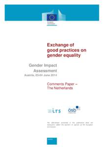 Exchange of good practices on gender equality Gender Impact Assessment Austria, 03-04 June 2014