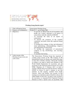 Interim report of the working groups under ISHAM