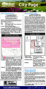 Notice of Public Hearing City of Abbotsford Application under Section 29 of the Agricultural Land Commission Act Proposal for Exclusion of Land from the Agricultural Land Reserve