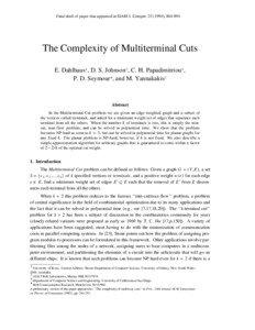 Combinatorial optimization / Graph / Tree decomposition / Max-flow min-cut theorem / Planar graphs / Tree / Topology / Dynamic programming / Connectivity / Graph theory / Mathematics / Graph operations