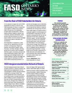 ONTARIO NEWS THE NEWSLETTER OF FASD STAKEHOLDERS