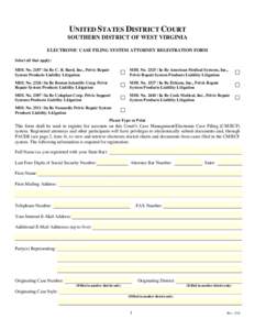 PRINT FORM  RESET FORM UNITED STATES DISTRICT COURT SOUTHERN DISTRICT OF WEST VIRGINIA