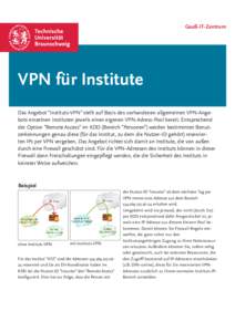 Gauß-IT-Zentrum  VPN für Institute Das Angebot 