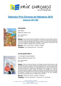 Sélection Prix Chronos de littérature 2016 Catégorie CM1/CM2 Daisybelle, Max Obione, éditions du Jasmin, 2014