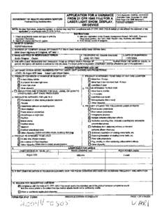 FROM 21 CFR[removed]e) FOR A LASER LIGHT SHOW, DtSPLAY, OR DEVtCE DEPARTMENT OF HEALTH AND HUMAN SERVICES Food and Lkug Administration