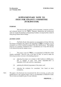 For discussion on 17 October 2014 FCR[removed]46A  SUPPLEMENTARY NOTE TO